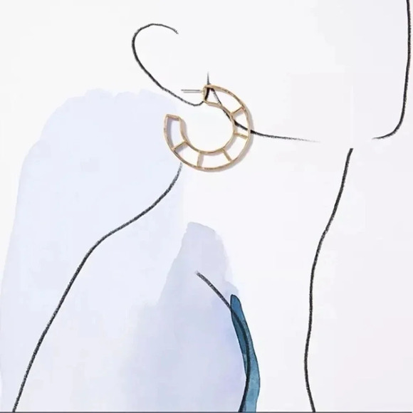 Anthropologie Gold Ladder Hoop Earrings - Picture 4 of 7